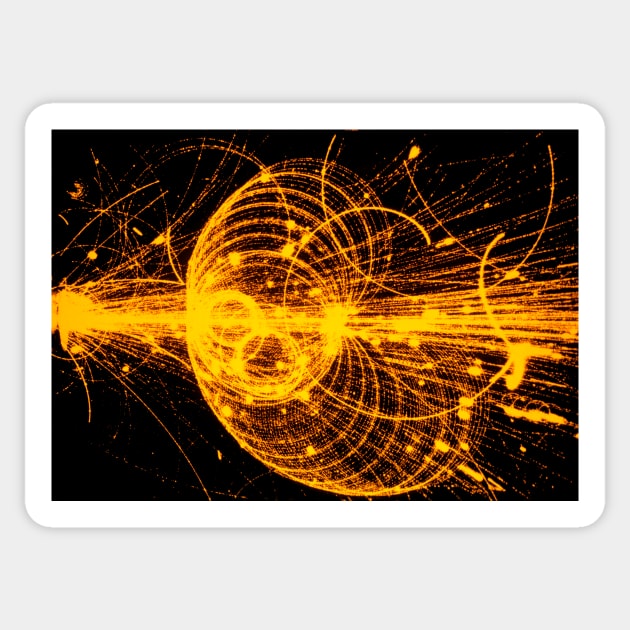 Streamer chamber photo of particle tracks (A136/0001) Sticker by SciencePhoto